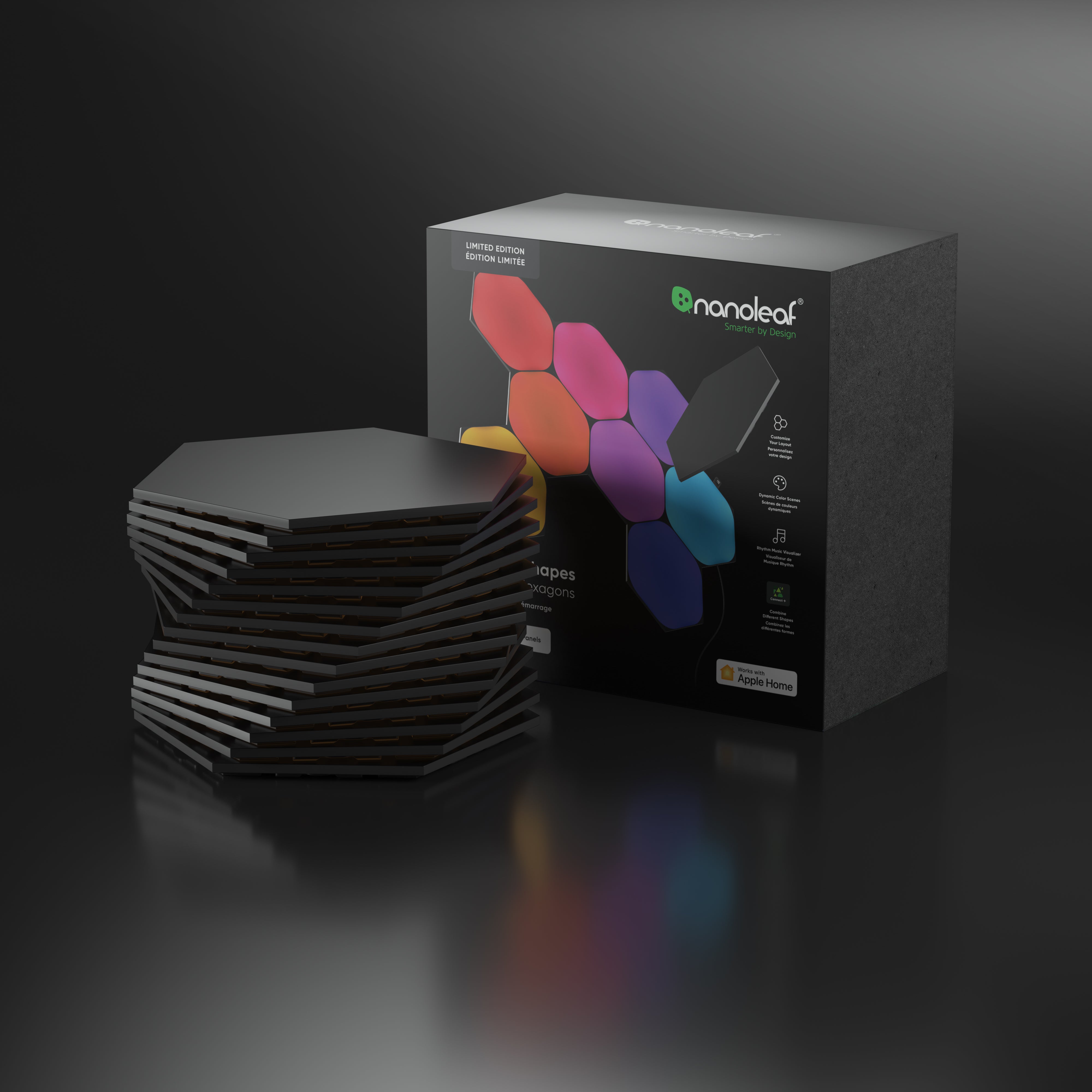 Shapes Limited Edition Ultra Black Hexagons Smarter Kit (15 panneaux)