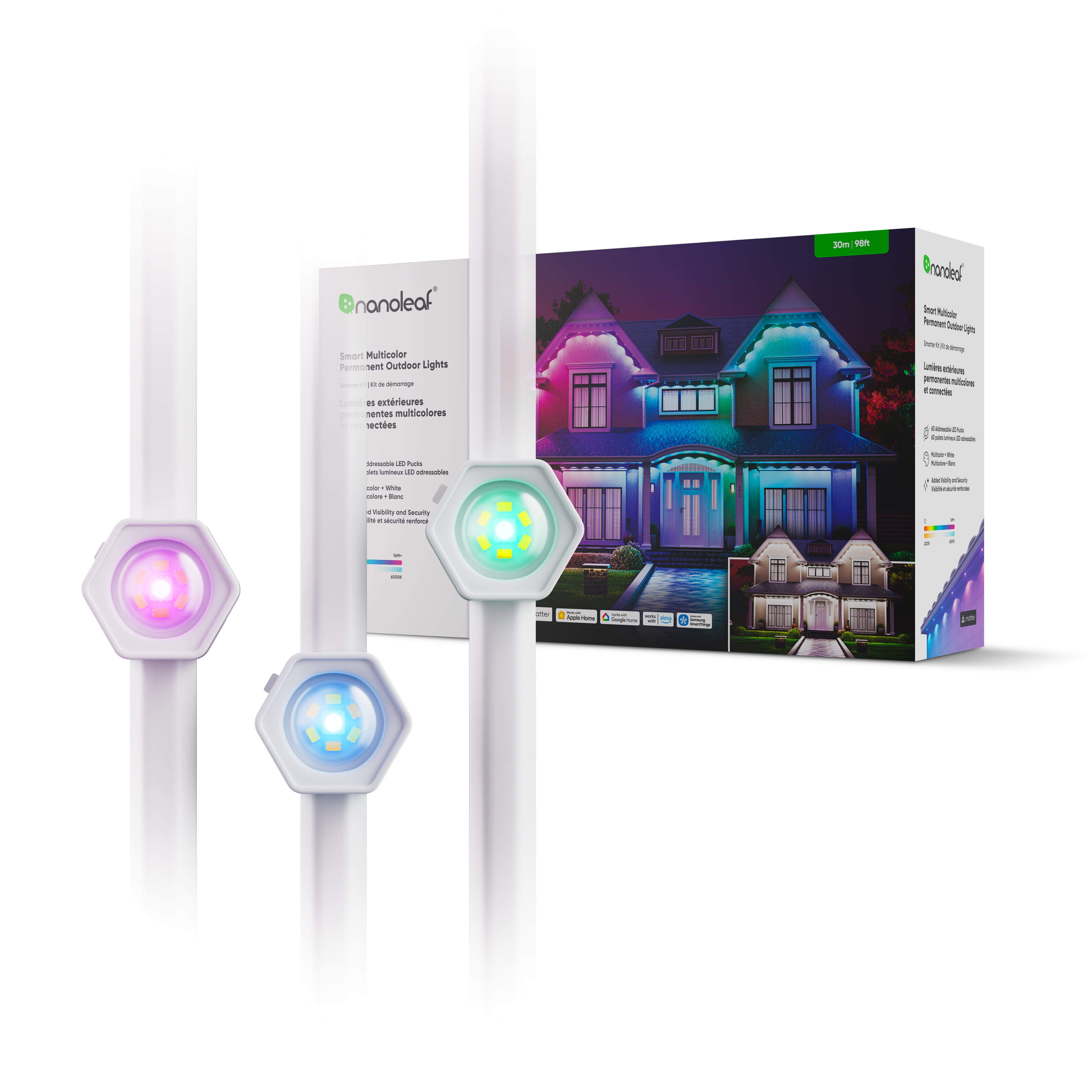 Matter Smart Multicolor Permanent Outdoor Lights Smarter Kit with Cable Covers 98ft (30m)