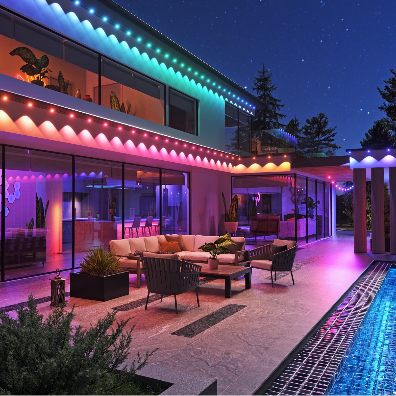 Matter Smart Multicolor Permanent Outdoor Lights Smarter Kit with Side Clips 50ft (15m)